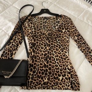 Express Animal Print leopard sheer top